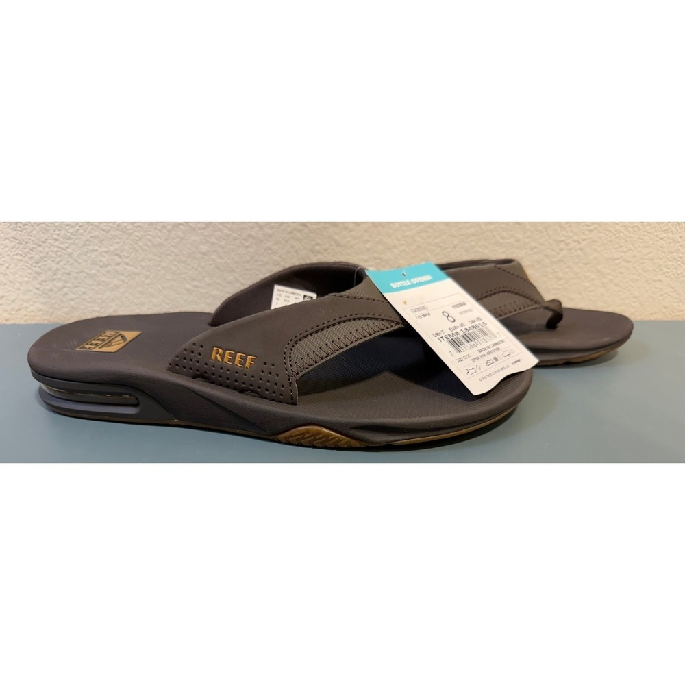 Reef Fanning Mens Flip Flops Brown Gum Bottle Opener Sandals Size‎ 8 NWT